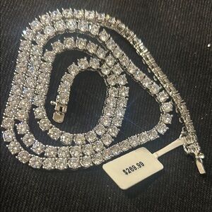 Silver and White Tennis Necklace with Diamond Sparkle